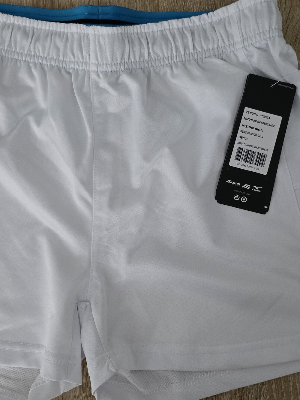 Mizuno White Women’s Athletic Shorts with Blue Waistband